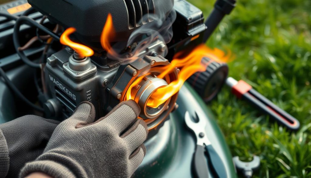 lawn mower engine backfiring