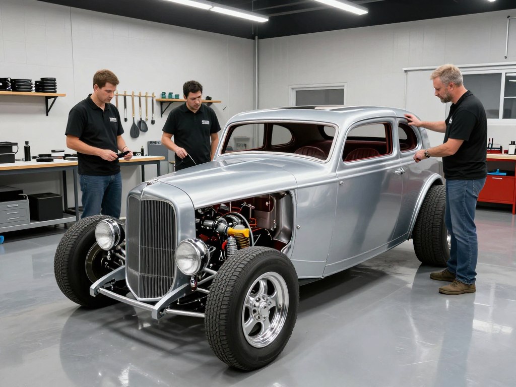 Bitchin' Rides team creating a custom hot rod