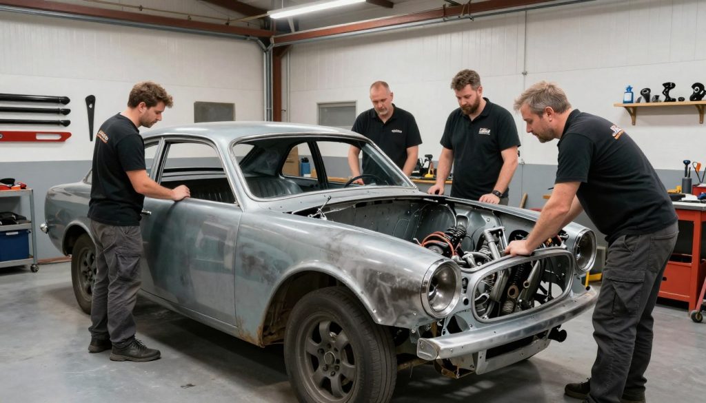 Car Masters: Rust to Riches crew at Gotham Garage working on a custom build