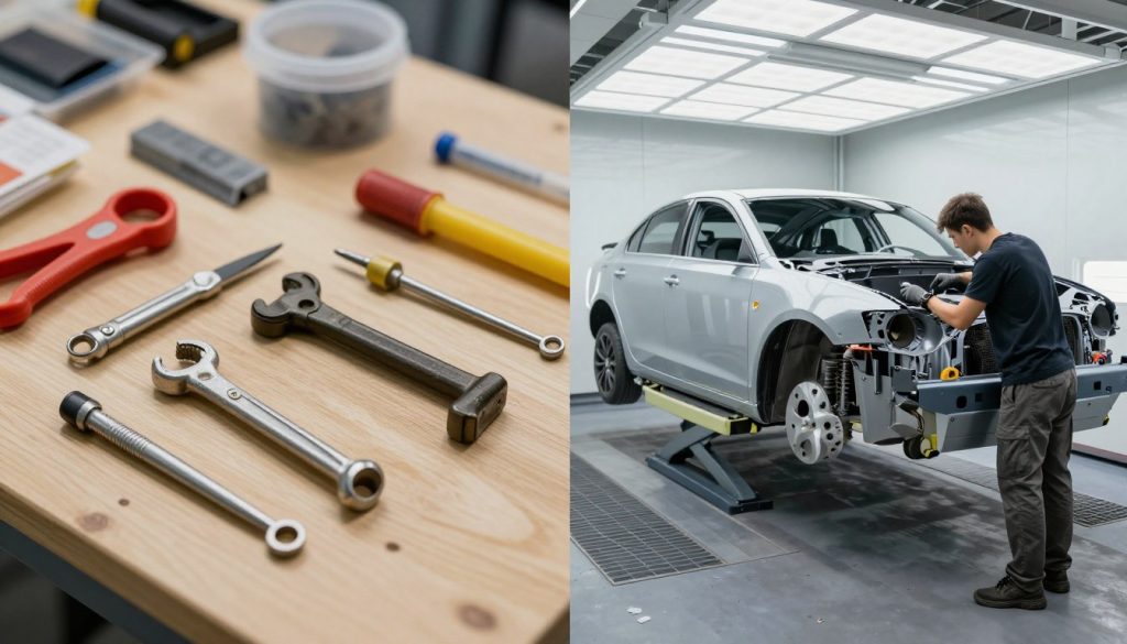 Comparison of DIY repair versus professional replacement for plastic bumper piece