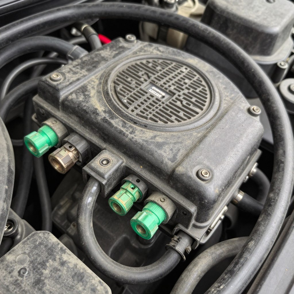 Corroded alarm system wiring under hood