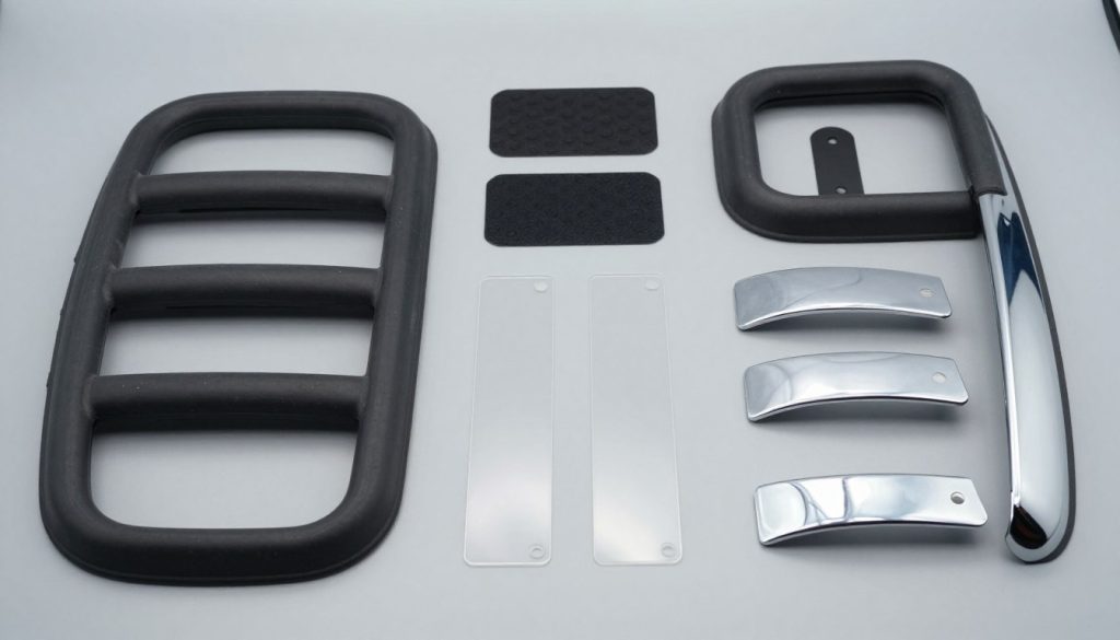 Different types of car door edge guards displayed together