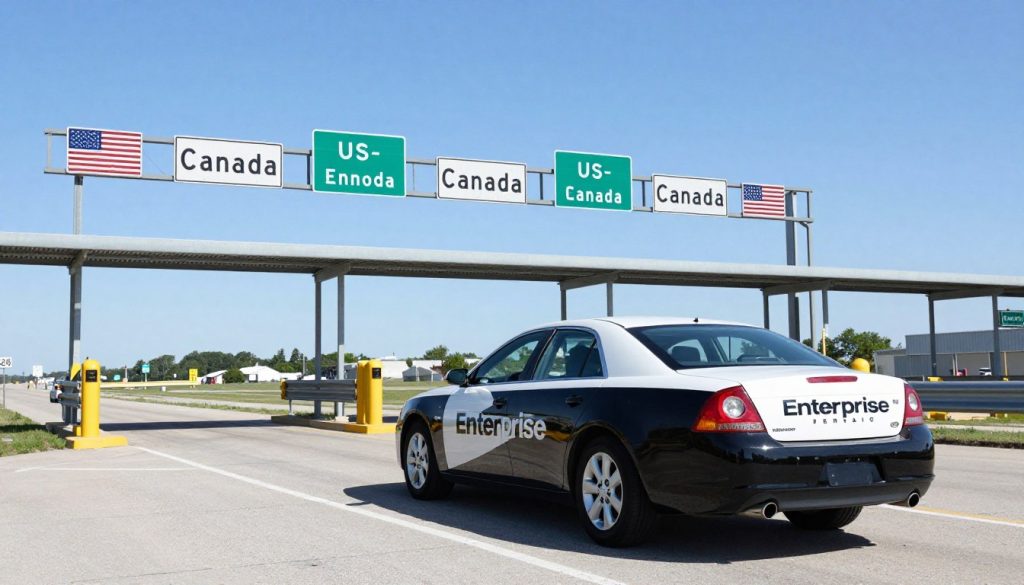 Enterprise rental car at US-Canada border crossing