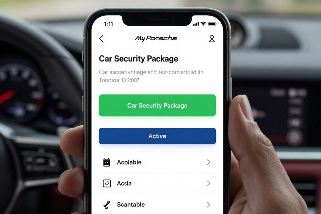 My Porsche app showing successful Car Security Package activation