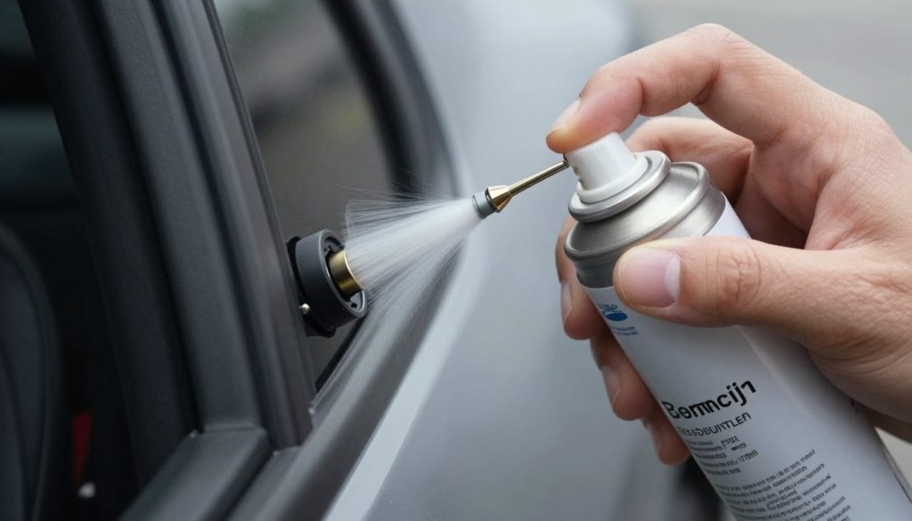 Porsche alarm system sensor being cleaned with contact cleaner