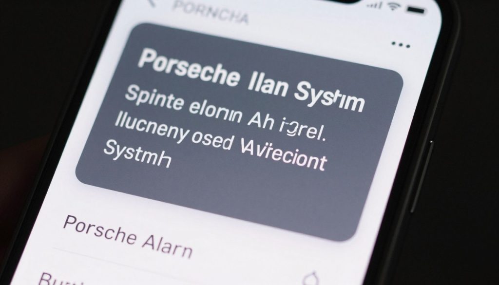 Smartphone showing Porsche alarm notification