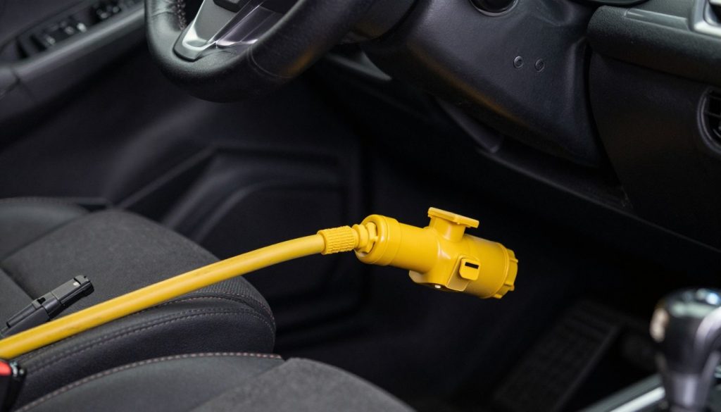 Steering wheel airbag connector location under dashboard