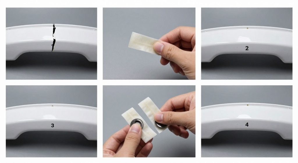 Step-by-step repair process for plastic bumper piece