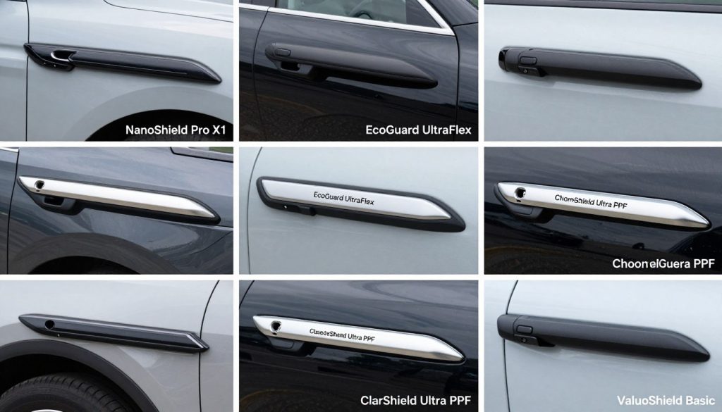 Various car door edge guards protecting vehicles from damage
