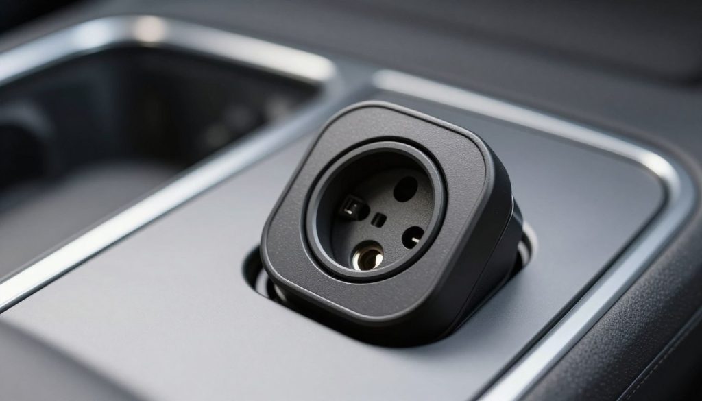modern car power outlet without cigarette lighter element showing just the socket and cover