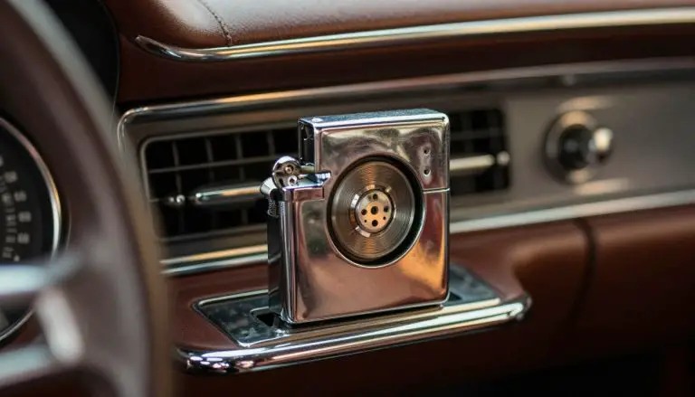 vintage car cigarette lighter in dashboard showing classic design from the 1970s